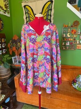 Vibrant Floral Paisley Mini Dress - Pink Multi